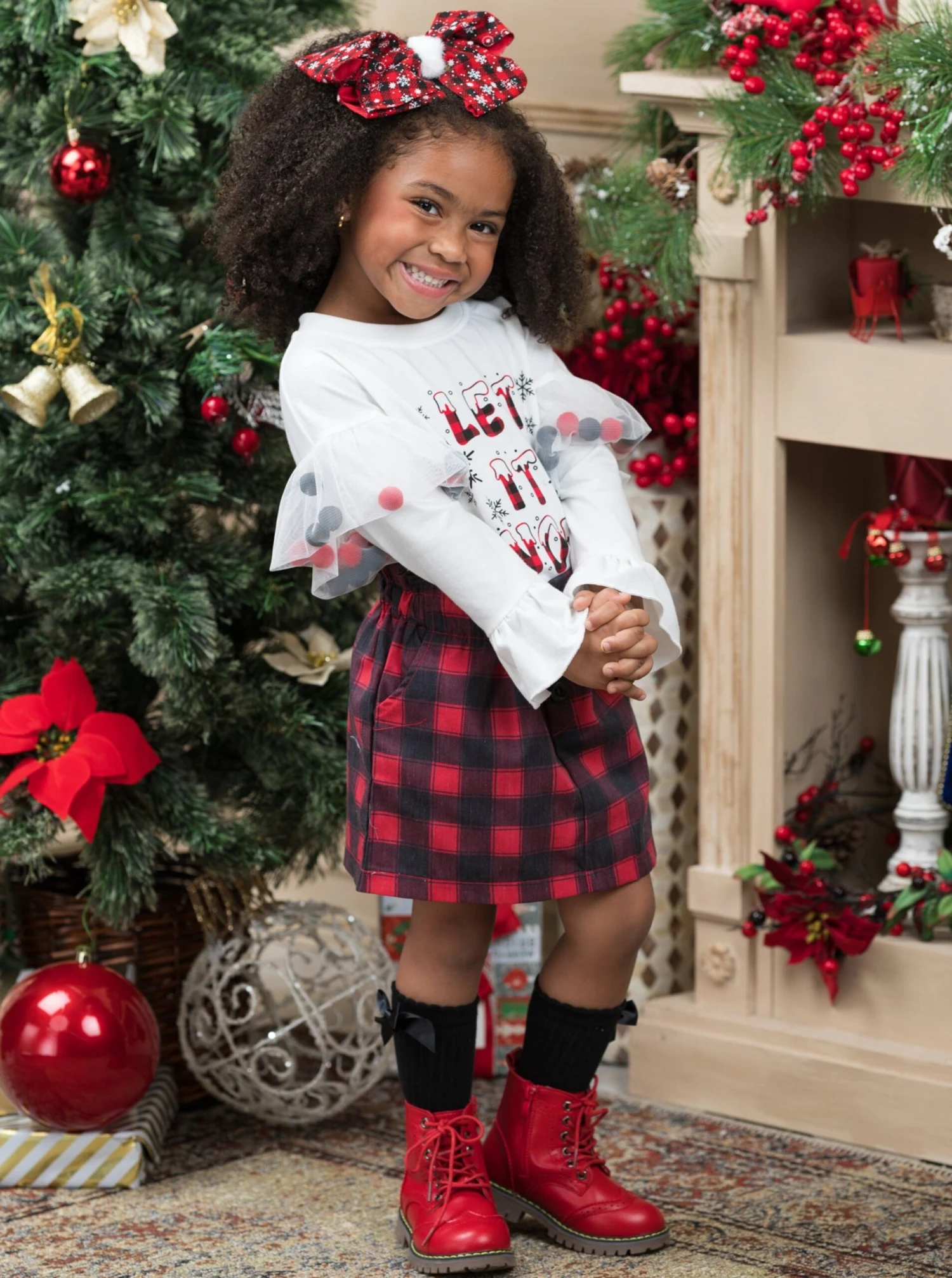 Let It Snow Pom Pom Plaid Skirt Set 6 Let It Snow Pom Pom Plaid Skirt Set - Image 4