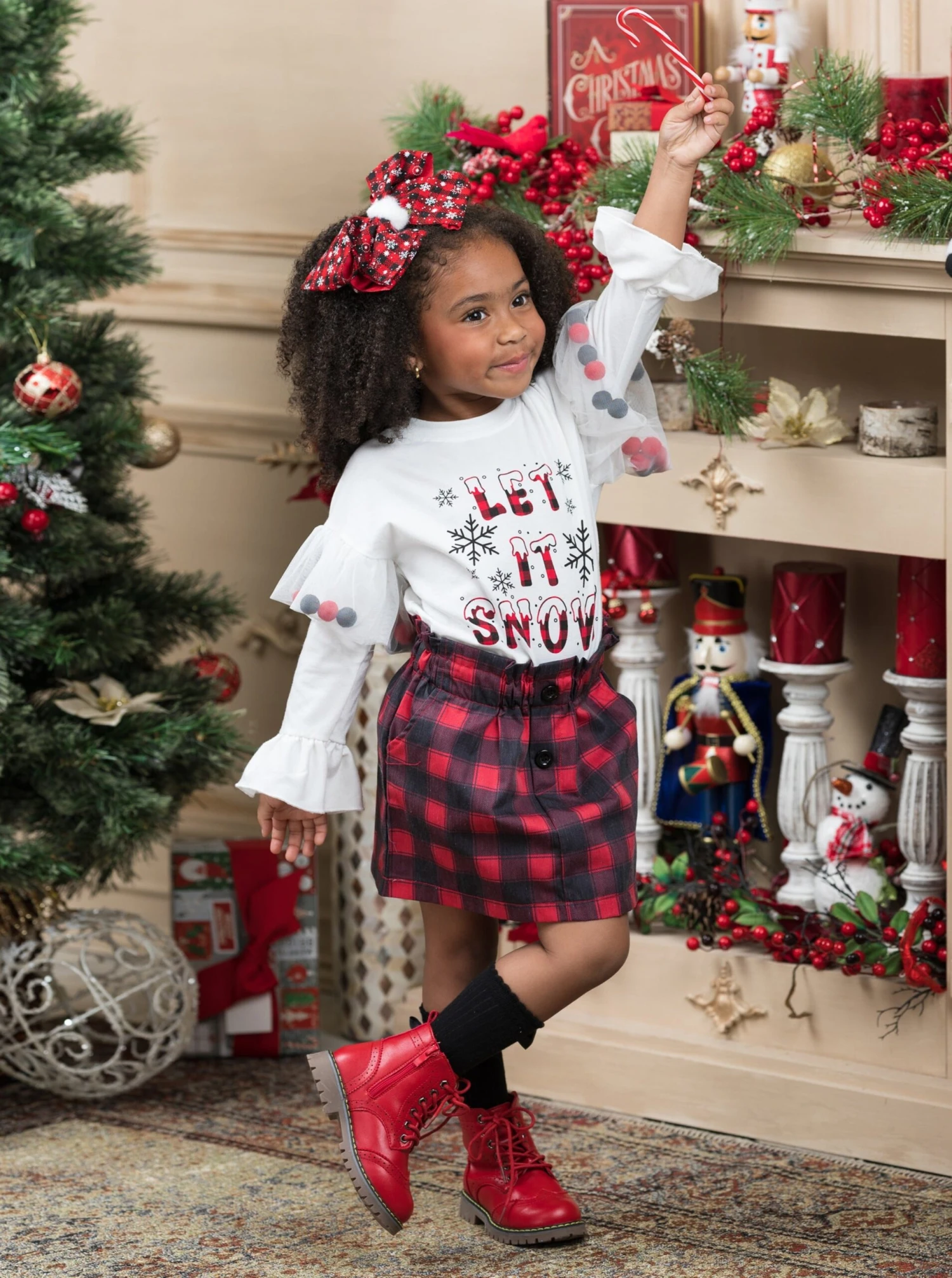 Let It Snow Pom Pom Plaid Skirt Set 8 Let It Snow Pom Pom Plaid Skirt Set - Image 6