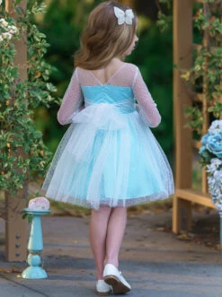 Polka Dot Bow Back Party Dress -MEO Kid Clothing Shop GEDRB002 Mint 3