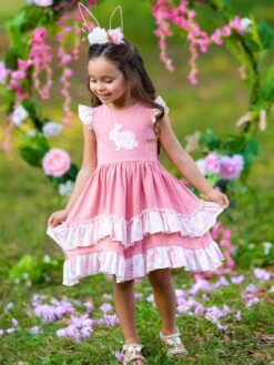 Hop Around Tiered Ruffle Dress 12 Hop Around Tiered Ruffle Dress -MEO Kid Clothing Shop GEDRC008 DustyPink 24