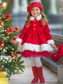 All Bundled Up Red Faux Fur Duchess Coat 13 All Bundled Up Red Faux Fur Duchess Coat -MEO Kid Clothing Shop GFOTC003 Red