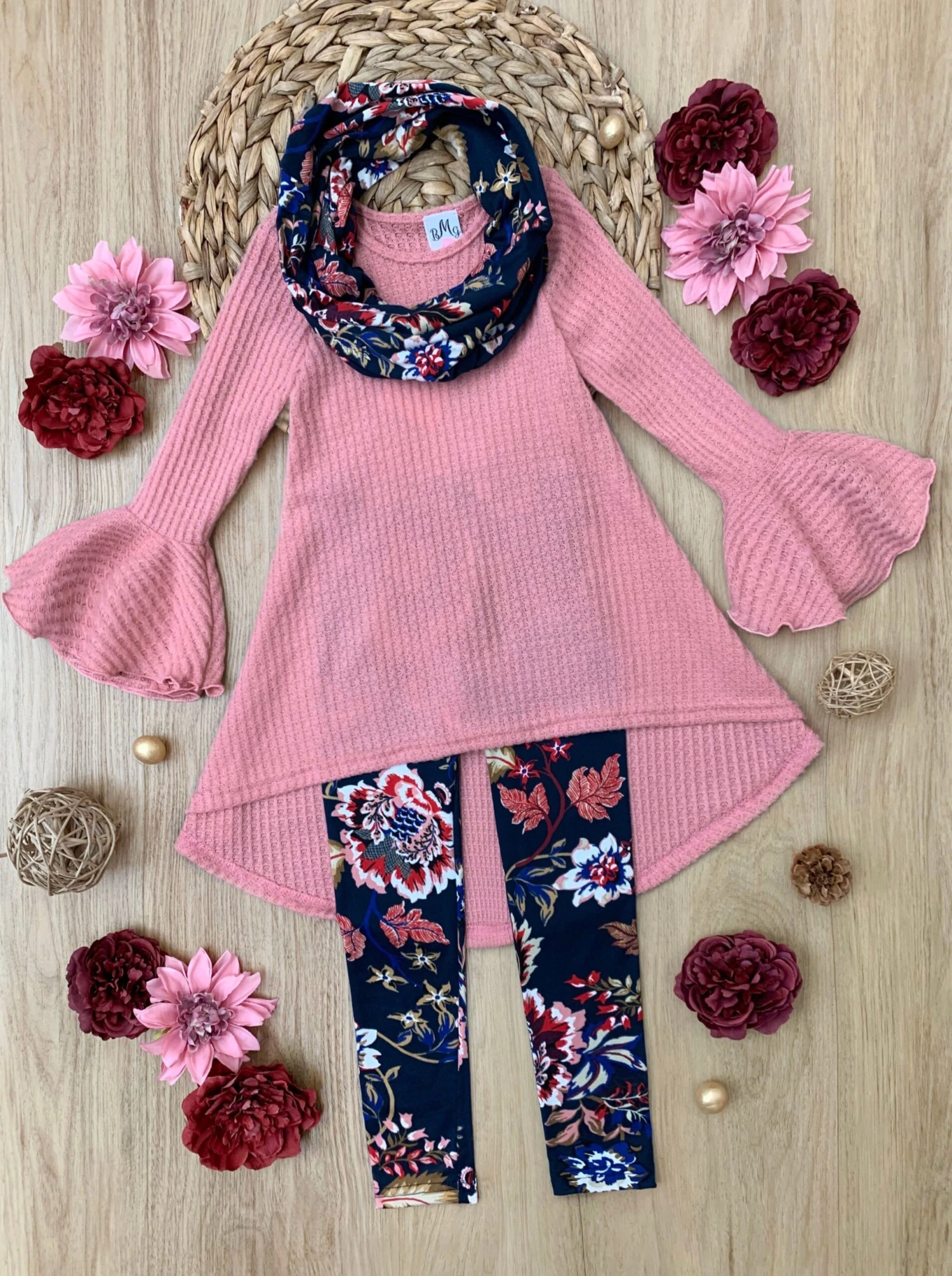Abigail Peach Tunic, Paisley Leggings & Scarf Set 3 Abigail Peach Tunic, Paisley Leggings & Scarf Set