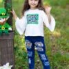 Stay Lucky Patched Jeans Set -MEO Kid Clothing Shop GPSE005 White 1
