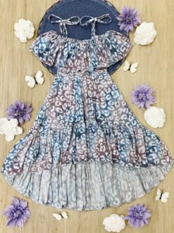 Whimsical Wilderness Cold Shoulder Maxi Sundress -MEO Kid Clothing Shop GSDRC015 Multicolor