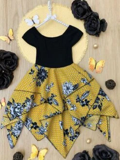 Spring Has Sprung Smocked Handkerchief Dress -MEO Kid Clothing Shop GSDRC018 Yellow