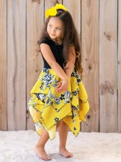 Spring Has Sprung Smocked Handkerchief Dress -MEO Kid Clothing Shop GSDRC018 Yellow 4 66ce7016 fc7b 40c1 9d55 a98b484f983a