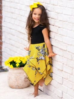 Spring Has Sprung Smocked Handkerchief Dress -MEO Kid Clothing Shop GSDRC018 Yellow 7