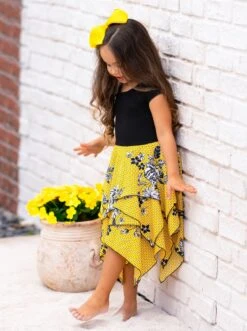 Spring Has Sprung Smocked Handkerchief Dress -MEO Kid Clothing Shop GSDRC018 Yellow 8