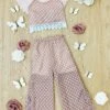 Poppin' Polka Dot Wide Leg Pants Set -MEO Kid Clothing Shop GSSEB004 Taupe