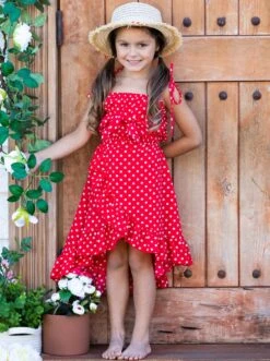 Sweet Little Dot Crop Top & Wrap Skirt Set -MEO Kid Clothing Shop GSSEBB009 Red 11