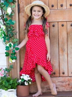Sweet Little Dot Crop Top & Wrap Skirt Set -MEO Kid Clothing Shop GSSEBB009 Red 7