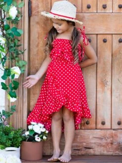 Sweet Little Dot Crop Top & Wrap Skirt Set -MEO Kid Clothing Shop GSSEBB009 Red 9