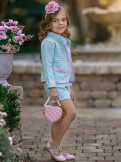 Admired Tweed Matching Blazer & Short Set -MEO Kid Clothing Shop GSSEC086 Multicolor 1
