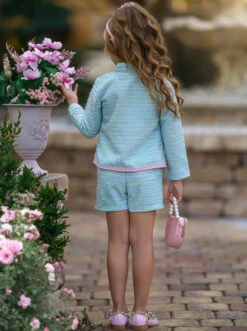 Admired Tweed Matching Blazer & Short Set -MEO Kid Clothing Shop GSSEC086 Multicolor 2