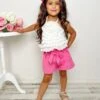 My Darling Blossom White Rosette Tiered Top And Shorts Set -MEO Kid Clothing Shop GSSEC092 White 4