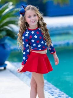 All The Stars Are Shining Skort Two Piece Swimsuit 11 All The Stars Are Shining Skort Two Piece Swimsuit -MEO Kid Clothing Shop GSSWB019 Navy 3