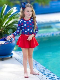 All The Stars Are Shining Skort Two Piece Swimsuit 13 All The Stars Are Shining Skort Two Piece Swimsuit -MEO Kid Clothing Shop GSSWB019 Navy 6