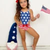 Patriotic Posh One Piece Swimsuit -MEO Kid Clothing Shop GSSWB023 Navy 3