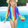 Rainbow Fish One Rash Guard Piece Swimsuit -MEO Kid Clothing Shop GSSWC003 Rainbow 3