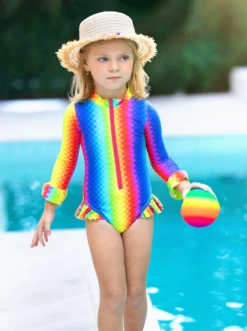 Rainbow Fish One Rash Guard Piece Swimsuit