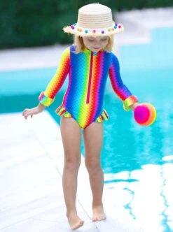 Rainbow Fish One Rash Guard Piece Swimsuit -MEO Kid Clothing Shop GSSWC003 Rainbow 6