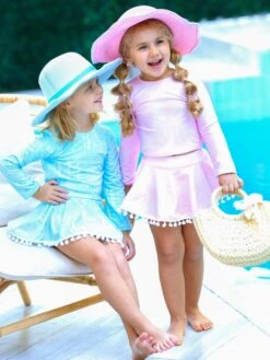 Pretty Paisley Skort Rash Guard Two Piece Swimsuit -MEO Kid Clothing Shop GSSWC007 LightBlueANDGSSWC006 Pink 5