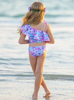Mermaids Only One Shoulder Two Piece Swimsuit 13 Mermaids Only One Shoulder Two Piece Swimsuit -MEO Kid Clothing Shop GSSWC022 PastelRainbow 5