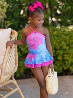 Swim With Mermaids Tulle Two Piece Swimsuit 11 Swim With Mermaids Tulle Two Piece Swimsuit -MEO Kid Clothing Shop GSSWC023 Blue 5