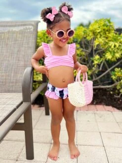 Be Flamazing Ruffled Two Piece Swimsuit -MEO Kid Clothing Shop GUSWC007 Pink 1