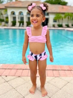 Be Flamazing Ruffled Two Piece Swimsuit -MEO Kid Clothing Shop GUSWC007 Pink 2