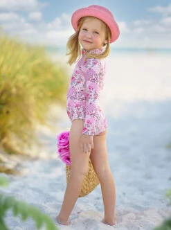 Summer Mode On Rash Guard One Piece Swimsuit -MEO Kid Clothing Shop GUSWC017 Pink 4