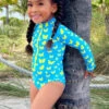 Good Day For A Beach Day Rash Guard One Piece Swimsuit -MEO Kid Clothing Shop GUSWC017 Turquoise