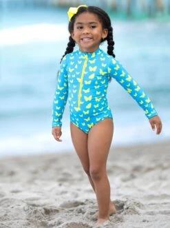 Good Day For A Beach Day Rash Guard One Piece Swimsuit 10 Good Day For A Beach Day Rash Guard One Piece Swimsuit -MEO Kid Clothing Shop GUSWC017 Turquoise 22
