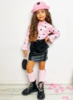 Love Is In The Air Long Sleeve Pocket Skirt Set 11 Love Is In The Air Long Sleeve Pocket Skirt Set -MEO Kid Clothing Shop GVSEC007 Black 2