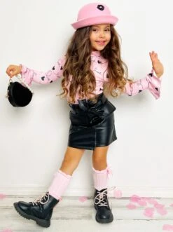 Love Is In The Air Long Sleeve Pocket Skirt Set 10 Love Is In The Air Long Sleeve Pocket Skirt Set -MEO Kid Clothing Shop GVSEC007 Black 3