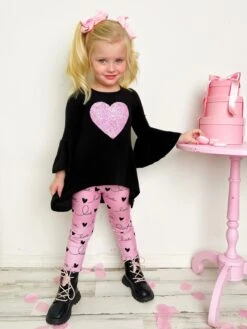 Love Is In The Air Hi-Lo Tunic & Legging Set -MEO Kid Clothing Shop GVSEC021 Black 3