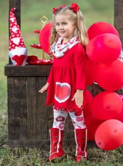 Cute As A Button Tunic, Scarf, & Legging Set -MEO Kid Clothing Shop GVSEC028 Red 596ea851 bf09 4900 b267 65422802f21b