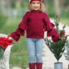 Burgundy Bliss Tiered Sleeve Cable Knit Sweater -MEO Kid Clothing Shop GWSTB009 Burgundy 1
