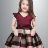 Festive Flutter Sleeve Burgundy Striped Party Dress -MEO Kid Clothing Shop Halloween ea50ad38 66f6 4b5d b57f 6eaa8899511a