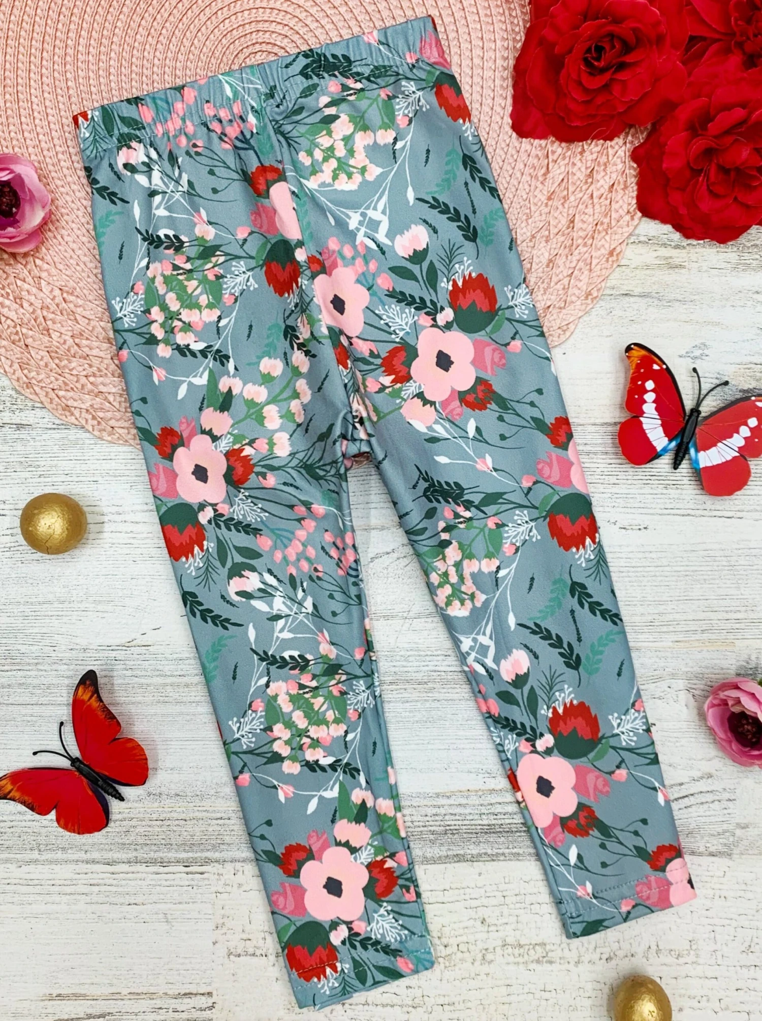 Girls Grey Flower Print Elastic Waist Capri Leggings 3 Girls Grey Flower Print Elastic Waist Capri Leggings
