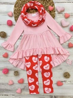 Speak Love Tunic, Scarf & Legging Set 13 Speak Love Tunic, Scarf & Legging Set -MEO Kid Clothing Shop NOV12CPSET2PHR
