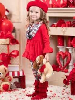 Lots Of Love Tunic, Scarf & Legging Set -MEO Kid Clothing Shop NOV12CPSET2RGL 1