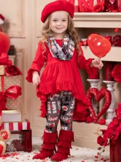 Lots Of Love Tunic, Scarf & Legging Set -MEO Kid Clothing Shop NOV12CPSET2RGL 4