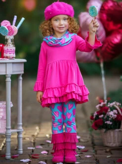 Precious Hearts Tunic, Scarf & Legging Set -MEO Kid Clothing Shop NOV12CPSET4PTH 2