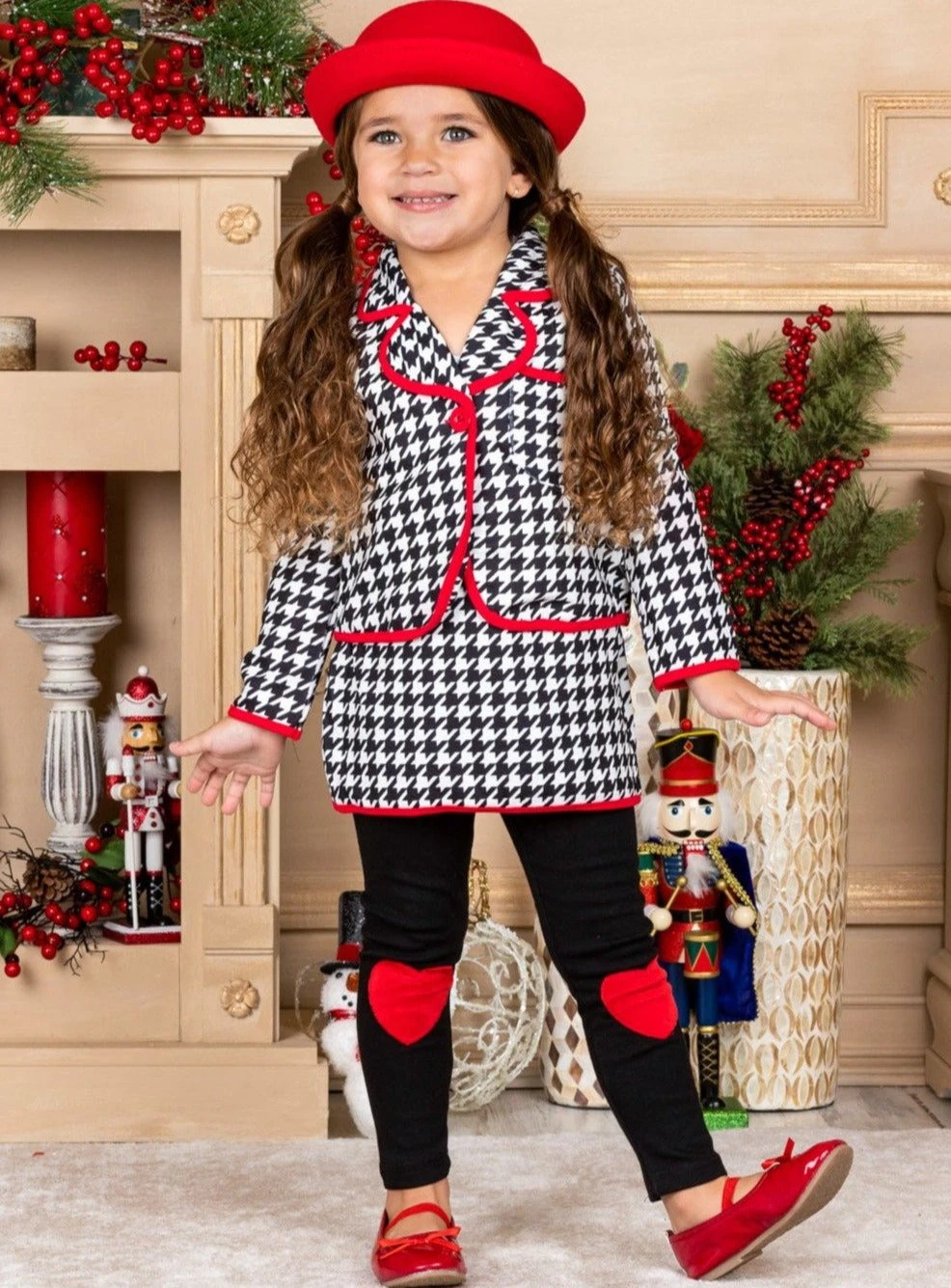 Lil Miss Houndstooth Blazer, Skirt & Legging Set 4 Lil Miss Houndstooth Blazer, Skirt & Legging Set - Image 2