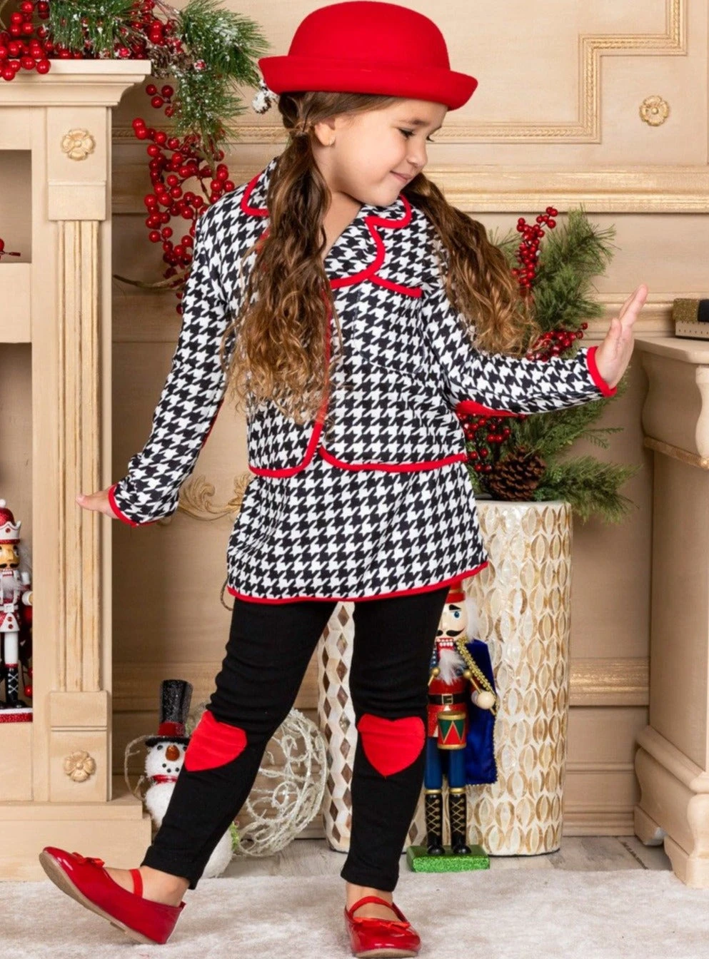 Lil Miss Houndstooth Blazer, Skirt & Legging Set 3 Lil Miss Houndstooth Blazer, Skirt & Legging Set