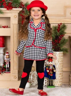 Lil Miss Houndstooth Blazer, Skirt & Legging Set 8 Lil Miss Houndstooth Blazer, Skirt & Legging Set -MEO Kid Clothing Shop OCT81CPSET5BWH 6