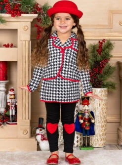 Lil Miss Houndstooth Blazer, Skirt & Legging Set 9 Lil Miss Houndstooth Blazer, Skirt & Legging Set -MEO Kid Clothing Shop OCT81CPSET5BWH 9