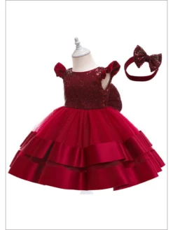 Shimmering Finish Flutter Sleeve Sequin Dress -MEO Kid Clothing Shop Reizingforlistings 5ZHERH