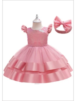 Shimmering Finish Flutter Sleeve Sequin Dress -MEO Kid Clothing Shop Reizingforlistings 5 5345